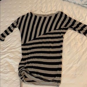 Navy and grey striped mini dress